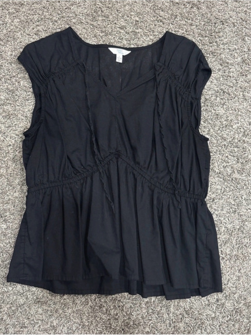 Time and Tru Black V-Neck Peplum Top